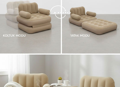 Multi-functional 3-in-1 Inflatable Sofa Bed - With Built-in Air Pump