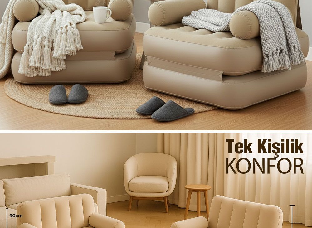 Multi-functional 3-in-1 Inflatable Sofa Bed - With Built-in Air Pump