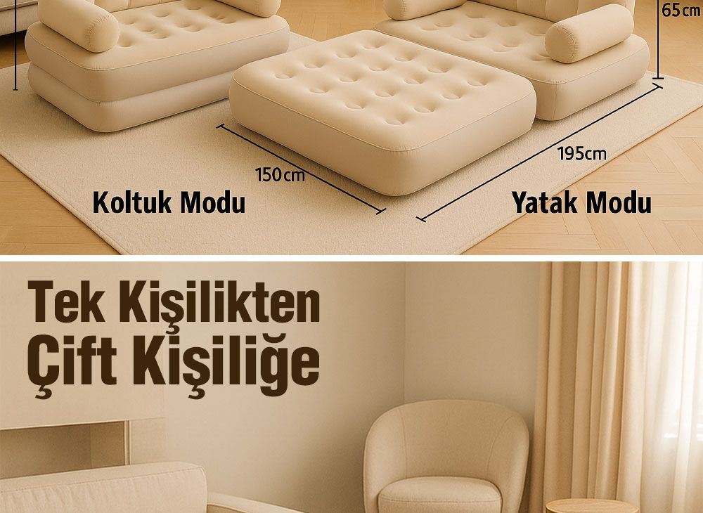 Multi-functional 3-in-1 Inflatable Sofa Bed - With Built-in Air Pump