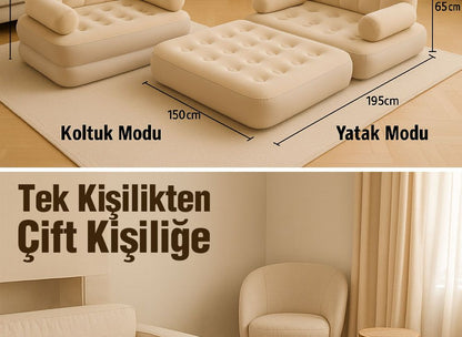 Multi-functional 3-in-1 Inflatable Sofa Bed - With Built-in Air Pump