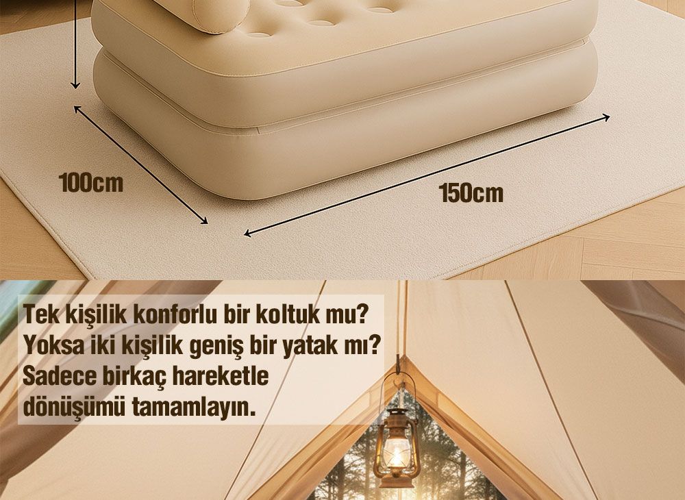 Multi-functional 3-in-1 Inflatable Sofa Bed - With Built-in Air Pump